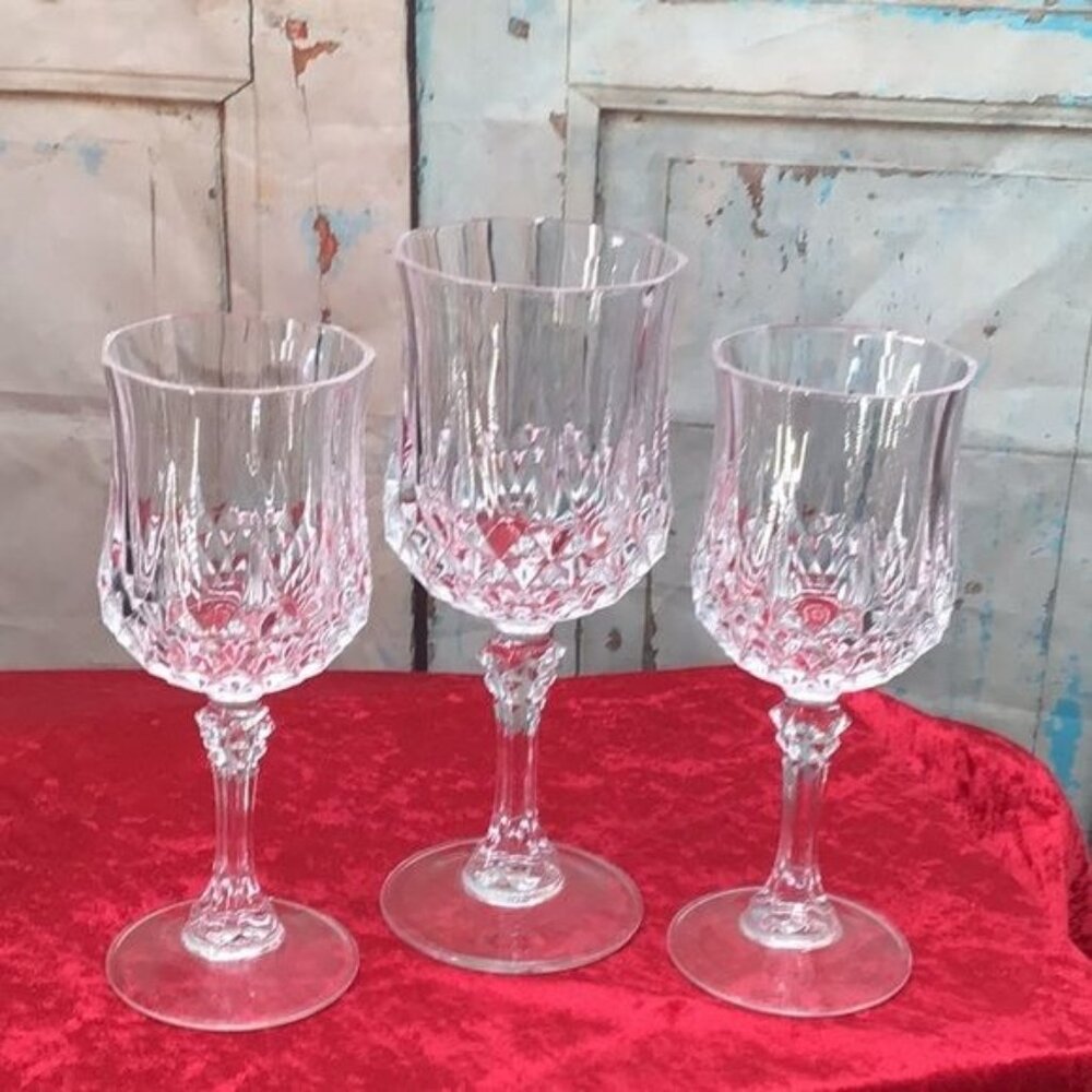 Long Champ Cristal D'Arques Crystal Wine Glasses Set of 3